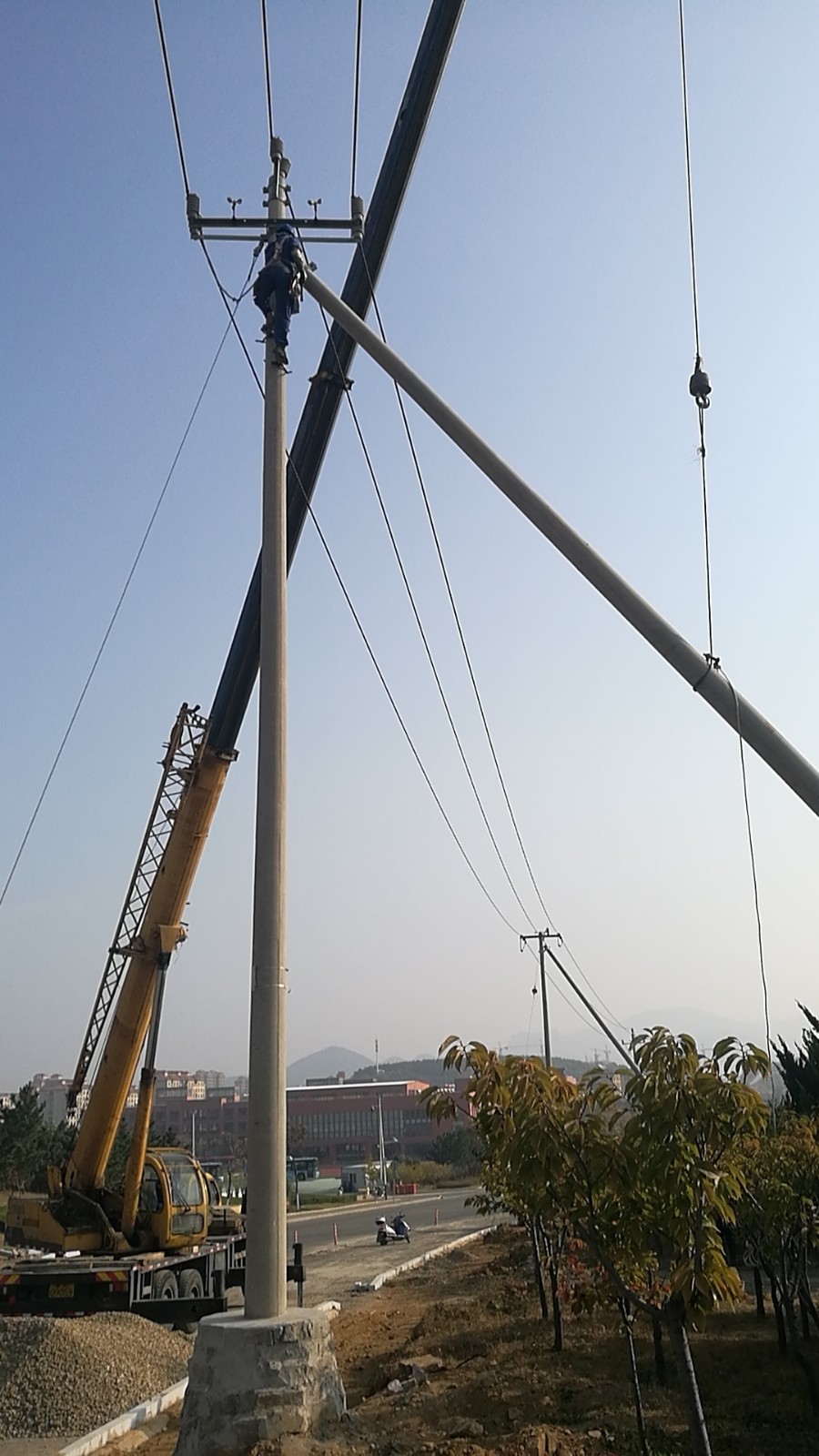 威海市张村镇立顶杆施工